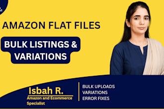 create amazon flat files, fix listing errors and variations