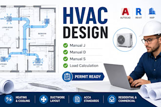 do hvac design, manual j d s load calculation duct design and permit drawings