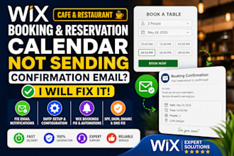 fix wix cafe booking reservation calender confirmation email smtp notification