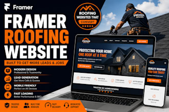 design a modern framer roofing company website