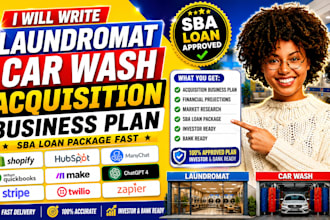 write laundromat car wash acquisition business plan sba loan package fast