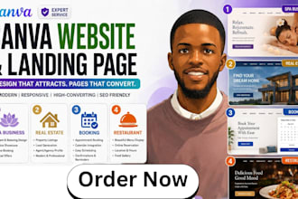 design canva landing page website edit for restaurant spa real estate saloon