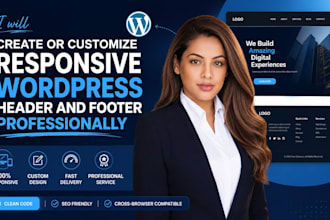 create or customize responsive wordpress header and footer professionally