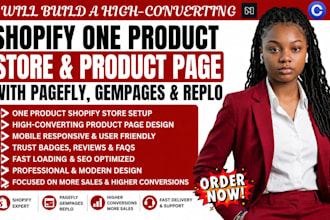 one product shopify store seo shopify product page by pagefly,gempages,replo