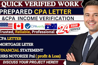 prepare signed canada CPA letter comfort letter mortgage letter and financial