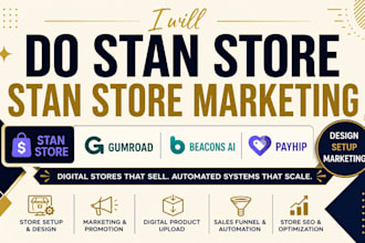 do stan store, stan store marketing, gumroad, beacon ai, payhip design