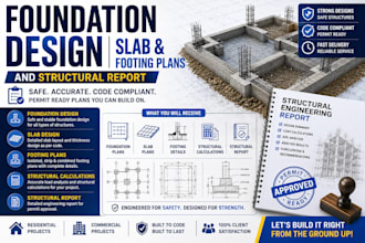 design foundation, slab, footing plans and structural report