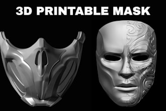 design 3d mask, 3d cosplay, 3d helmet, 3d armor, 3d accessories for 3d printing