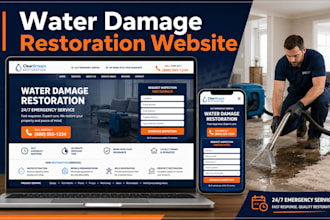 design water damage restoration wordpress website for emergency contractor leads