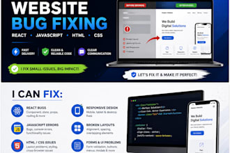 fix HTML CSS javascript or react bugs on your website