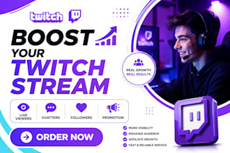 promote your twitch stream with real live viewers active followers live chatters