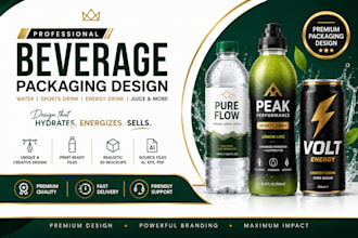 design premium water bottle, sports drink, beverage and energy drink label
