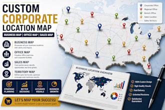 design a custom corporate location map business map office map sales map