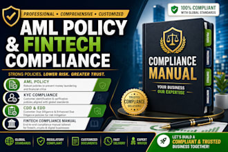 create aml policy, kyc compliance, cdd edd and fintech compliance manual