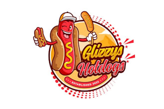 design vibrant glizzys hot dogs logo