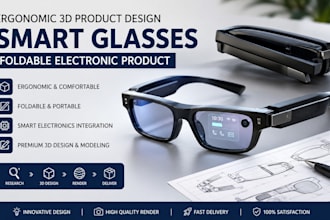 create ergonomic 3d product design smart glassed foldable electronic product