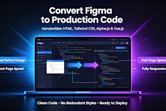 convert figma to responsive HTML CSS tailwind landing page