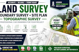 do land survey, boundary survey, site plan and topographic drawings
