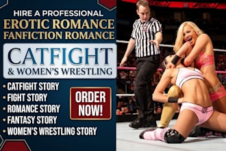 write custom catfight stories, female rivalry fiction and fight script