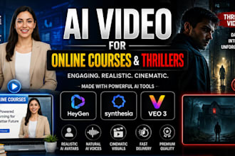 build thriller ai course videos with heygen, synthesia and veo 3 avatars