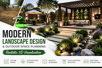 create modern landscape design with realistic 3d visualization