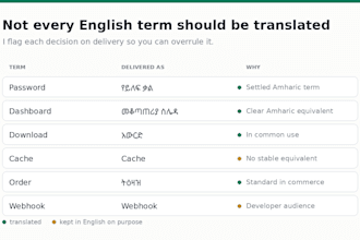 translate english to amharic for software, apps and technical documents