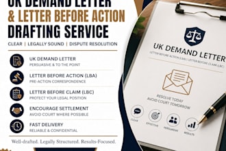 draft a UK demand letter, letter before action and letter before claim