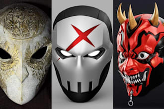 3d print and paint custom 3d cosplay mask helmet cosplay armor prop with shippin