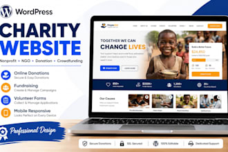 design wordpress charity website, non profit, donation and crowdfunding website