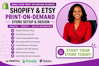 build an etsy or shopify print on demand store with printful printify or gelato