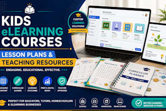 develop custom kids elearning courses, lesson plans and teaching resources