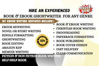 be your ebook ghostwriter book editing, book formatting, self help book, journal