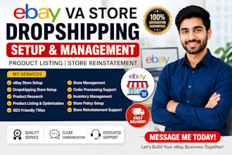 ebay va store dropshipping setup product listing store manager reinstatement
