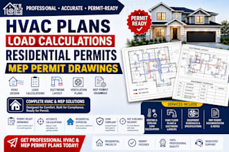 design hvac plans perform load calculations residential permits mep permit