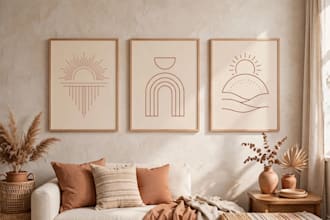 design 3 minimalist boho printable wall art set aesthetic prints