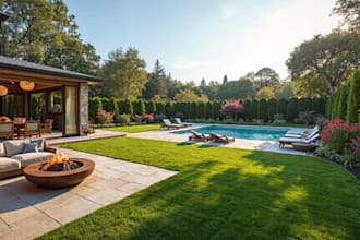 create professional landscape planning for patio, pool, garden and backyard