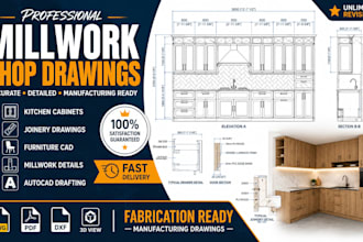 create professional millwork shop drawings cabinet and joinery drawings