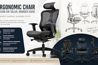 design an ergonomic chair for taller and broader users