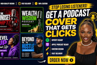 design professional podcast cover art for spotify apple podcasts and youtube