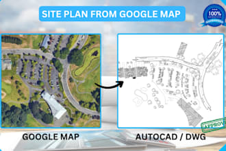 turn satellite image into site plan, remodel topography map plan from google, 2d