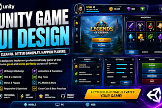 design 2d game unity 3d game art, game backend, unity game development