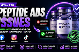 fix peptide ads issues, compliant peptide ads on facebook tiktok and google ads
