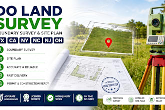do land survey, boundary survey, site plan tx ca ny nc nj oh