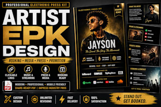 artist epk design for music artists with booking links, media and press features