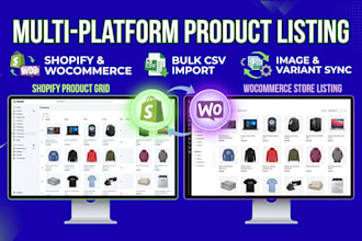 do shopify product upload, woocommerce product listing import store management