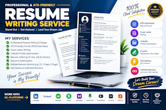 write a professional ats friendly resume CV and cover letter