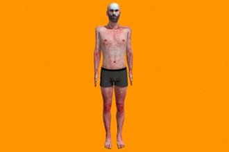 create ps1, ps2, console game, rigging pose, psx survival, retro game, 3d visual