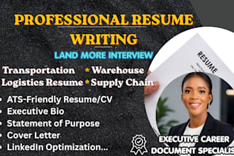 write ats logistics resume, supply chain resume warehouse resume and CV