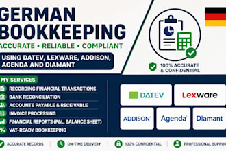do german bookkeeping using datev, lexware, addison, agenda and diamant