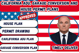 provide california adu, garage conversion and house permit plans